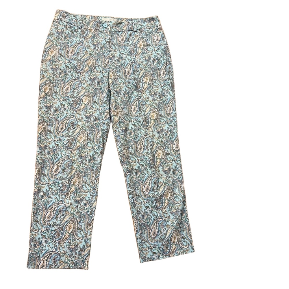 EUC Talbots Paisley Pattern Button Closure Pockets Pants Womens Size 8